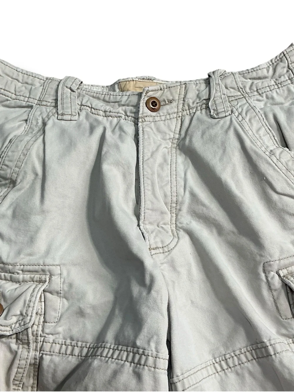 Hollister Beige Button Fly Khaki Cargo Utility Shorts